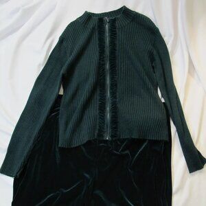 Coldwater Creek dark green velour 2 piece pant set   PXL